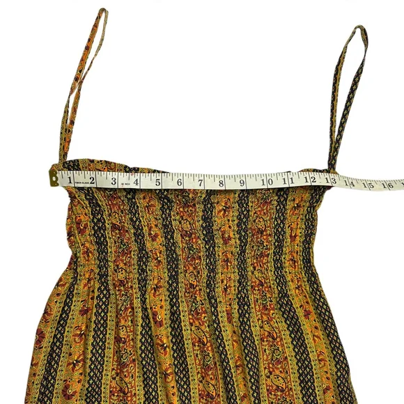 What Goes Around Comes Around 100% Silk Maxi Dress XS Boho Smocked Strapless EUC - Picture 5 of 9